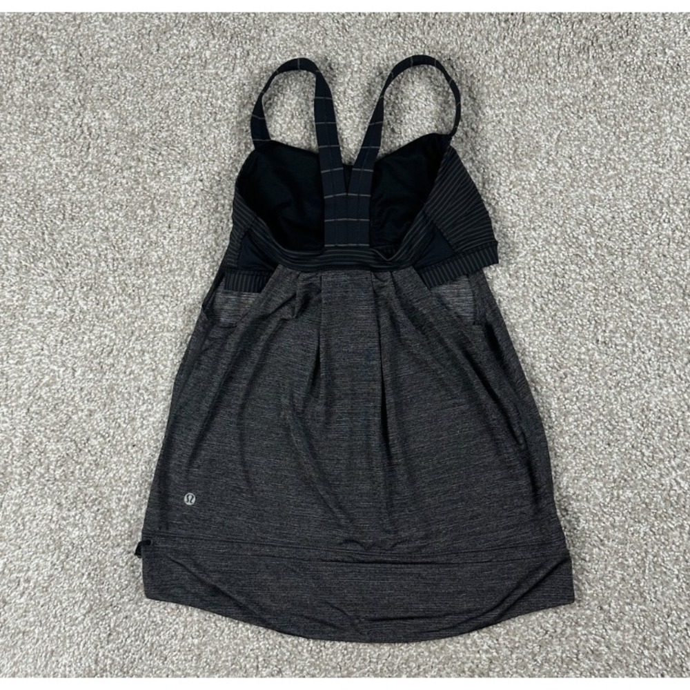 Lululemon Rest Less Tank Top Womens 6 Gray Drawcord Cinch Waist Shelf Bra - Picture 7 of 8